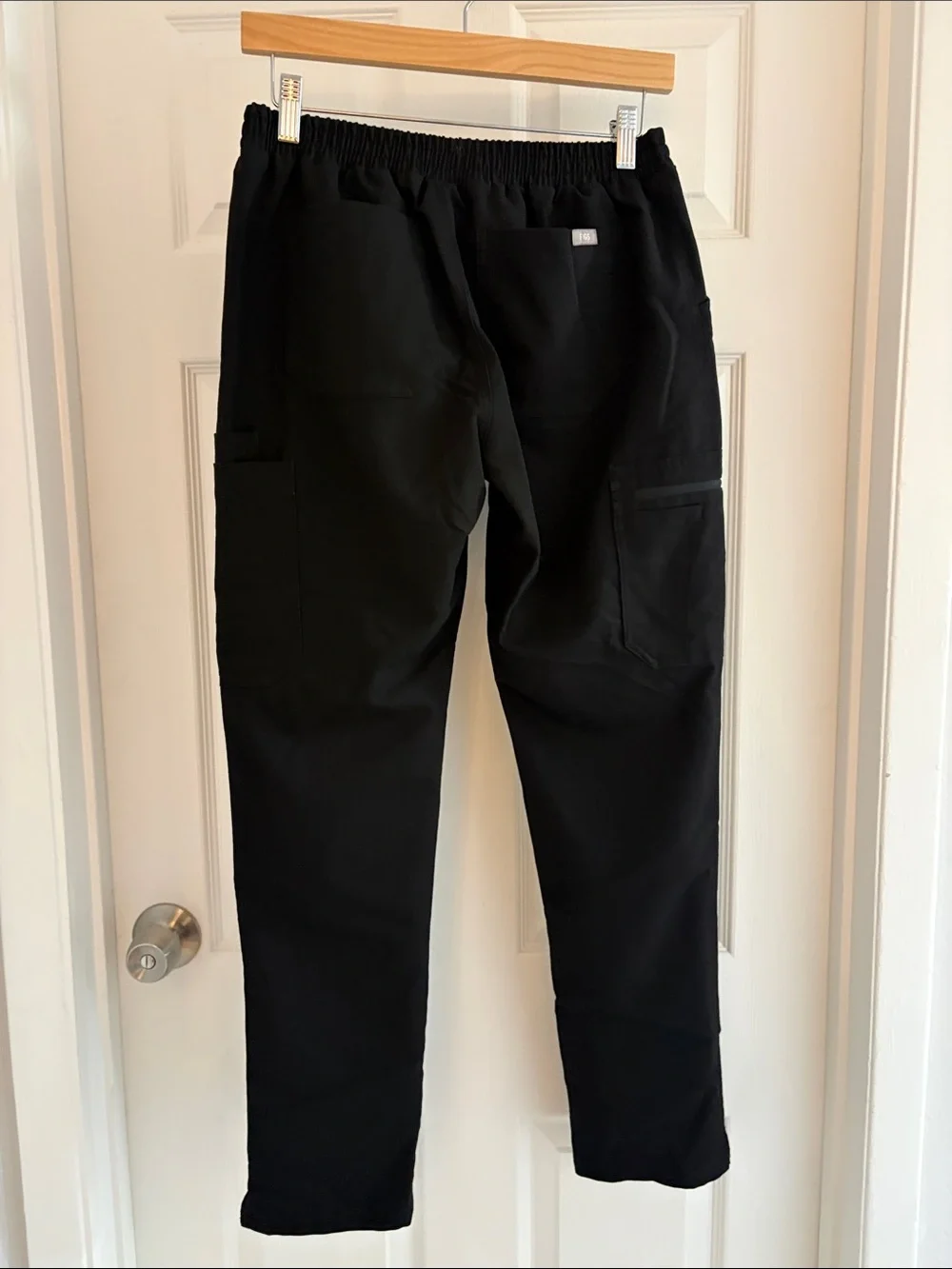 Figs Black Drawstring Cargo Joggers with Gray Waist Ties